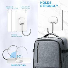 Adhesive Wall Hooks 13LB Heavy Duty No Drill Large Transparent Waterproof Hooks for Bathroom Kitchen Towel Coat 12 Pack