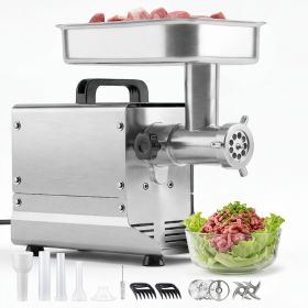 Commercial Meat Grinder, 5 Lbs/Min Capacity, #5 Electric Meat Mincer with 3 Plates, 3 Sausage Stuffing Tubes