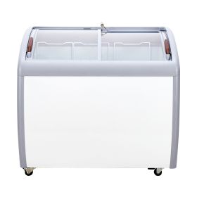 Commercial Ice Cream Display Case, 9.3 Cu.ft Chest Freezer, Mobile Glass Top Deep Freezer, Restaurant Gelato Dipping Cabinet with 3 Wire Baskets