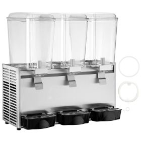 Commercial Beverage Dispenser, 20.4 Qt 18L 3 Tanks Ice Tea Drink Machine