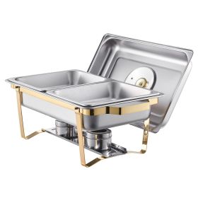 Chafing Dish Buffet Set, 4 Qt 2 Pack, Stainless Steel Chafer with 4 Half Size Pans