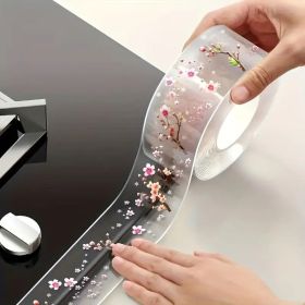 2 Rolls Waterproof Kitchen Seam Sealing Tape 118.11 Inch - Floral Design Clear Adhesive for Sink, Toilet
