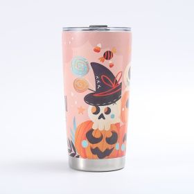 Customized Creative 304 Stainless Steel Insulated Mug, 3D-Printed Beer Cup, Halloween Large-Capacity 20oz Car Tumbler (Option: RED)