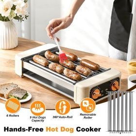 3 In 1 Electric Hot Dog Roller Machine with Grill & Griddle 6-Roller Hot Dog Cooker Smokeless Non-Stick Indoor Outdoor with 3 Temp Levels for BBQ (Option: Roller)