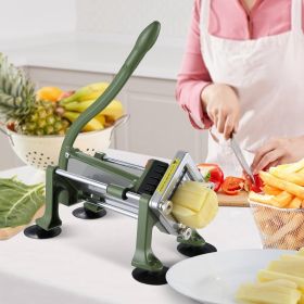 French Fry Cutter Stainless Steel Potato Vegetable Slicer Chopper 3 Blades (Option: Green)