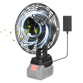 1Pc 9.06In Portable Jobsite Fan Compatible With 21V Battery Cordless Workshop Fan With 2 Speeds For Jobsite Garage Power Outages Battery Not Incl (Option: Black)