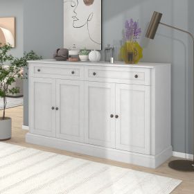Kitchen Sideboard Storage Buffet Cabinet with 2 Drawers & 4 Doors Adjustable Shelves for Dining Room,Living Room (Color: Antique White, Material: Particle Board)