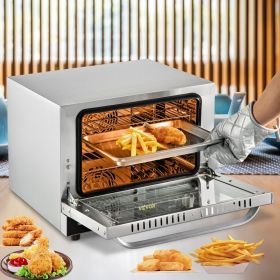 Commercial Convection Oven, 21L 19Qt, Quarter-Size Conventional Oven Countertop, 1440W 3-Tier Toaster W Front Glass Door, Electric Baking Oven W (Option: Silver)